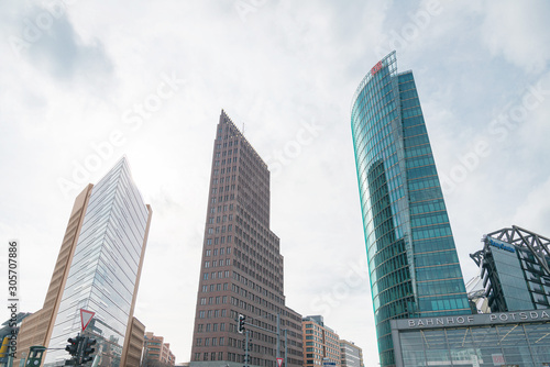 BERLIN, GERMANY-March 11, 2018: Potsdamer Platz is an important public square and traffic intersection in the centre of Berlin, Germany.