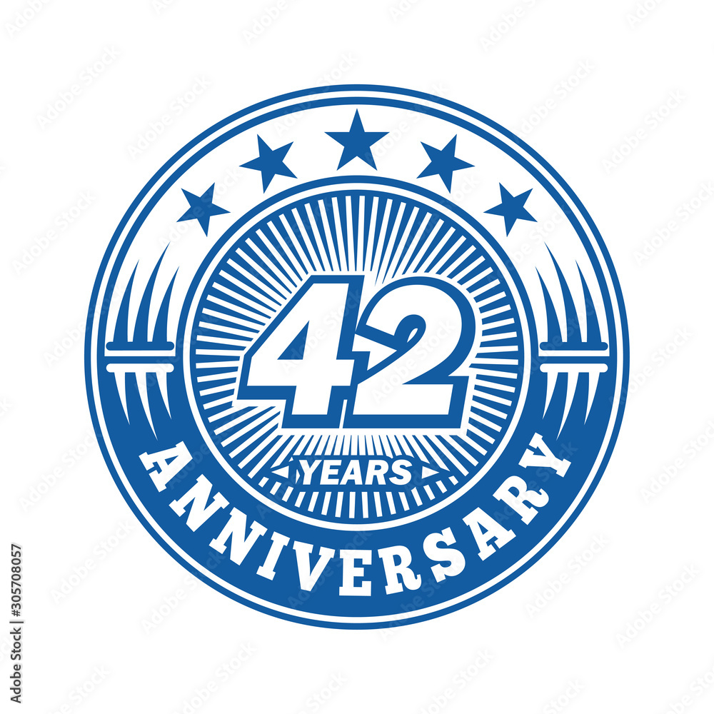 42 years logo. Forty-two years anniversary celebration logo design. Vector and illustration.