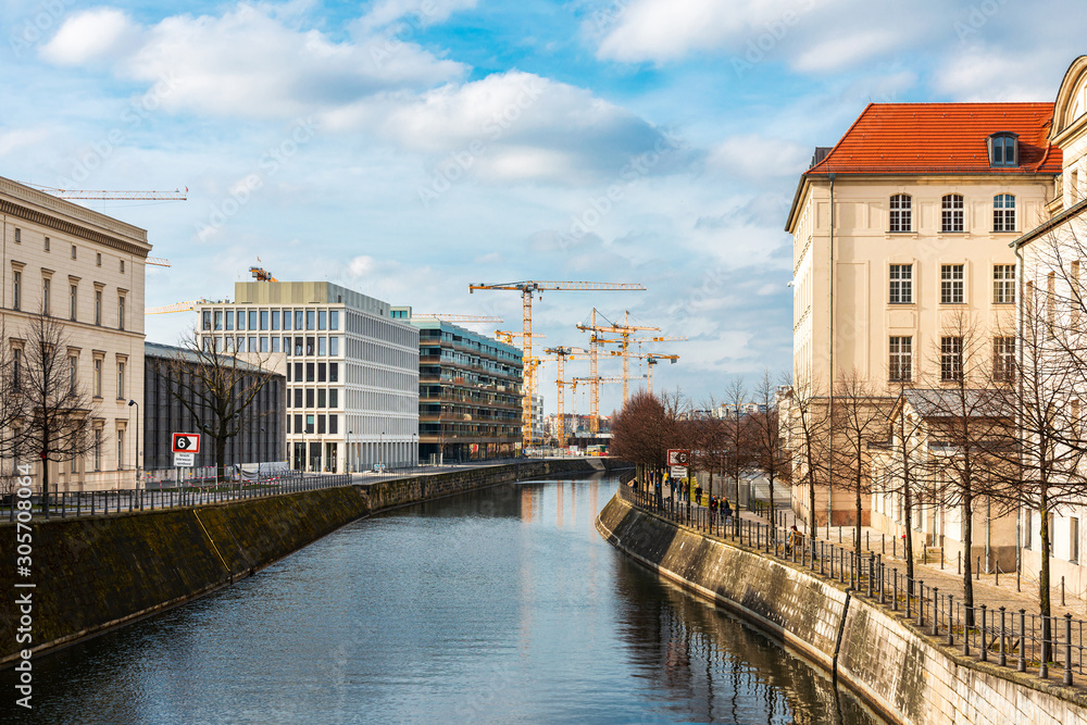 BERLIN, GERMANY-March 11, 2018: Street view of downtown Berlin, Germany.