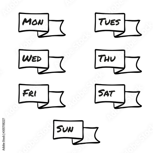 vector set of stickers banner week journal plane