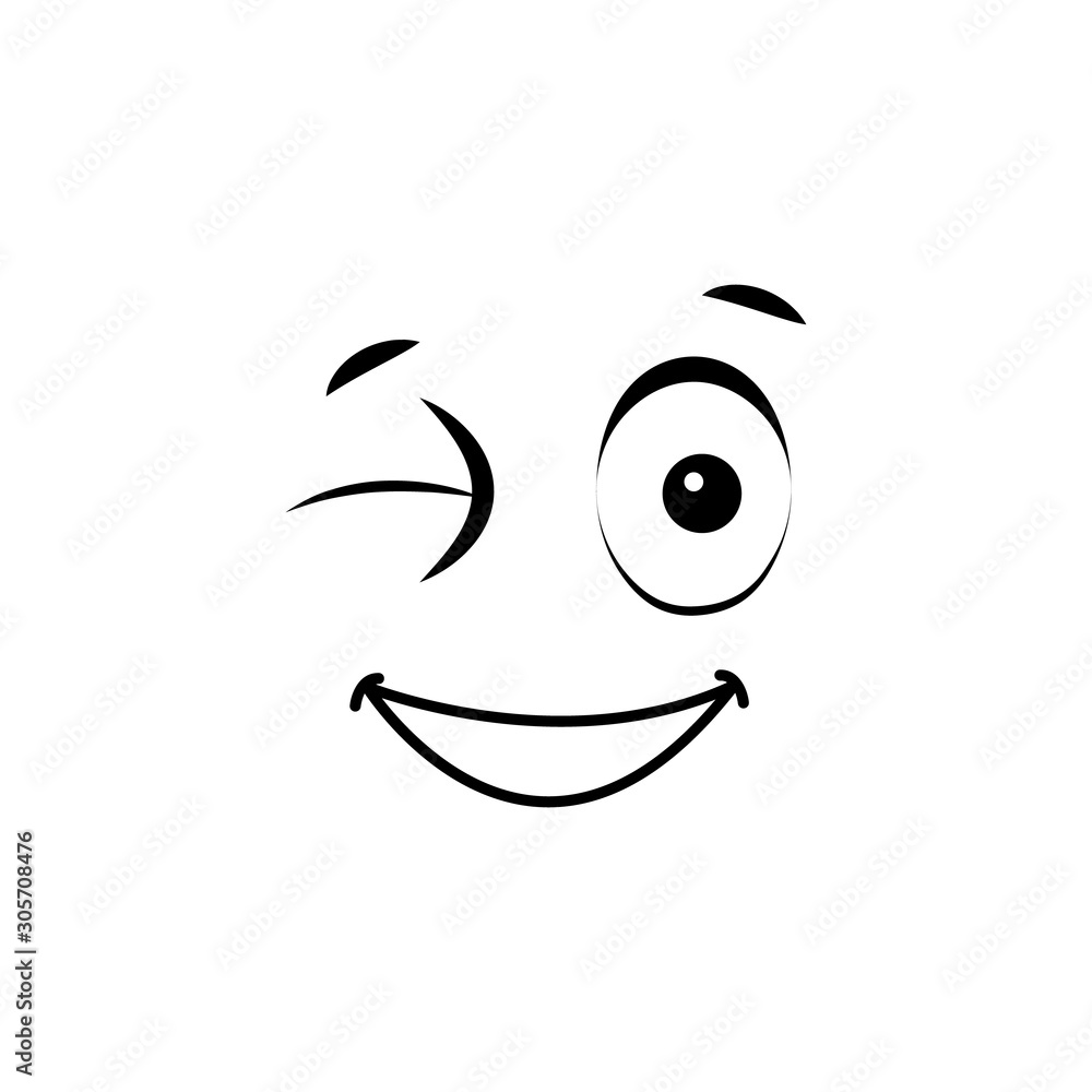 Emoji, wink icon. Simple line, outline vector of cartoon face icons for ui and ux, website or mobile application Emoji, wink icon. Simple line, outline vector of cartoon face icons for ui and ux, website or mobile application