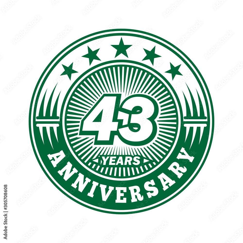 43 years logo. Forty-three years anniversary celebration logo design. Vector and illustration. 43 years logo. Forty-three years anniversary celebration logo design. Vector and illustration.