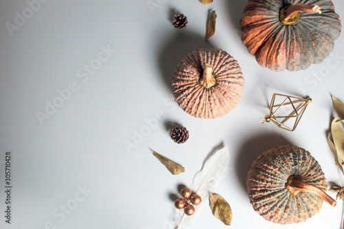 happy holiday of thanksgiving festive celebration with pumpkin dinner food decoration on vintage wood table background