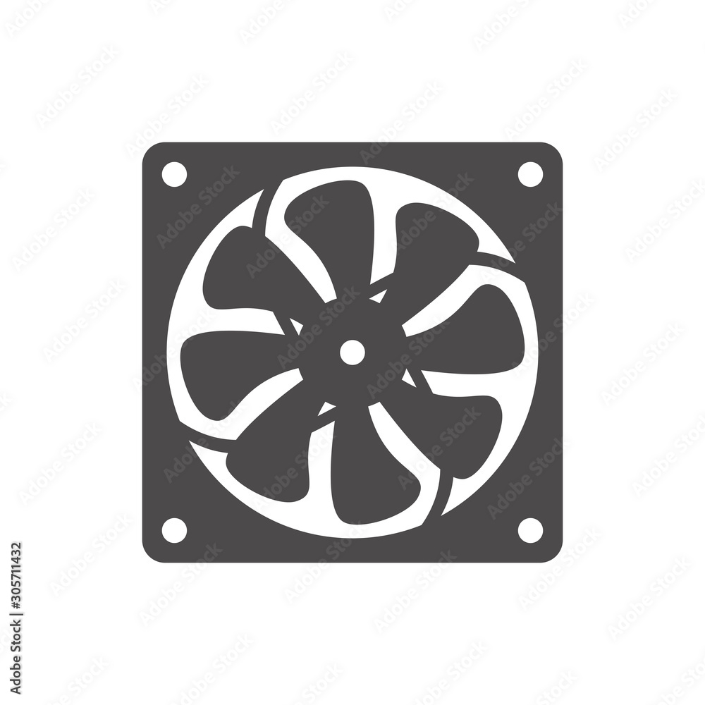PC cooler.Computer hardware fan icon in a flat style.Vector illustration. PC cooler.Computer hardware fan icon in a flat style.Vector illustration.