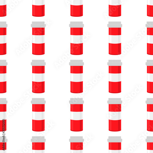 Illustration on theme big colored set different types of pills inside close jar