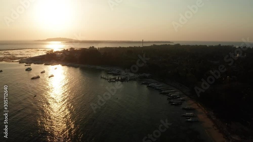 Wallpaper Mural Golden Hour Sunlight Over Tropical Beach and Bali Sea, Gili Air Island, Indonesia, Ascending Aerial Torontodigital.ca