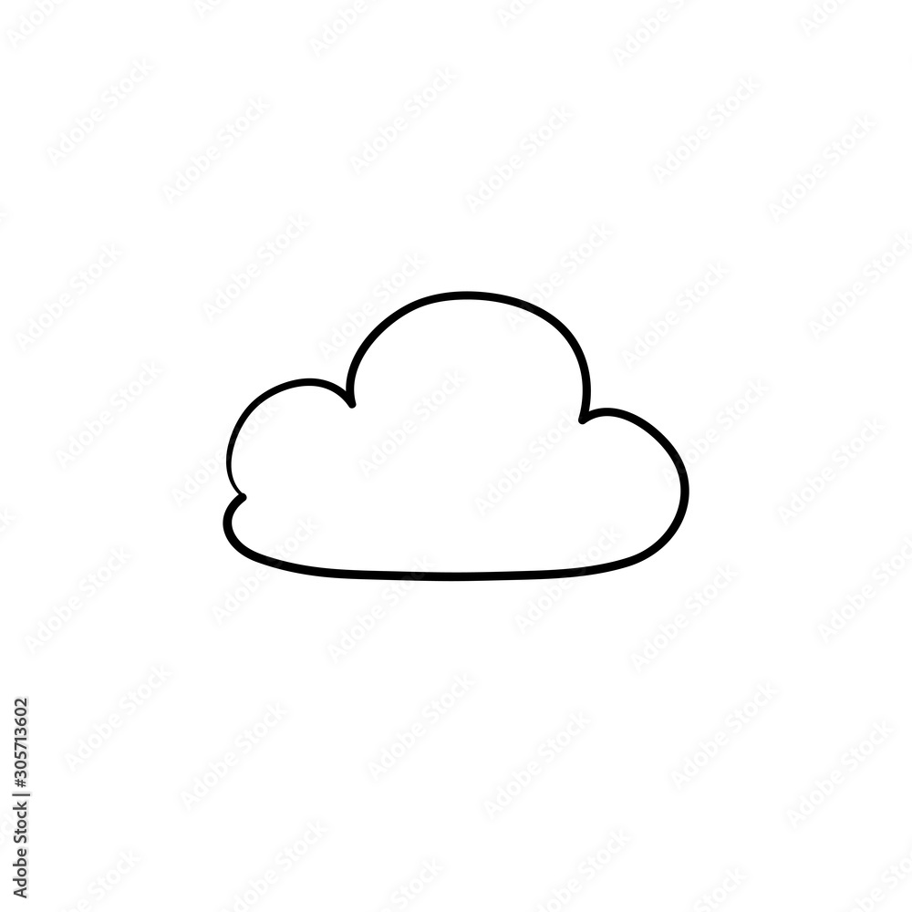 Cloud icon with hand drawn doodle cartoon style illustration isolated on white background Cloud icon with hand drawn doodle cartoon style illustration isolated on white background