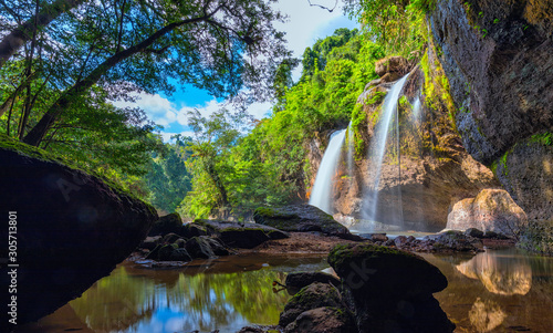 Fototapeta Naklejka Na Ścianę i Meble -  The beautiful Hew Suwat waterfall in Khao Yai National park , Thailand