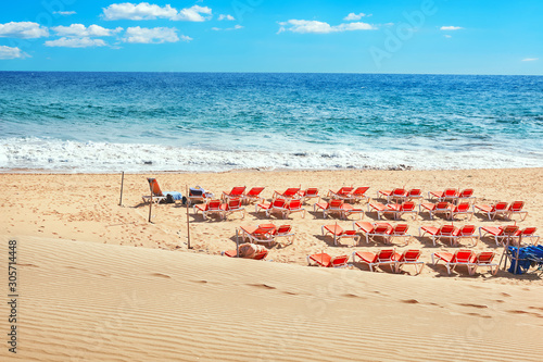 Playa del Ingles beach. Maspalomas, Gran Canaria, Canary islands, Spain