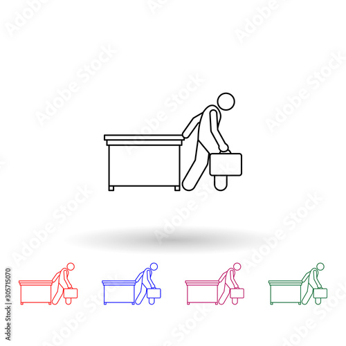 Leaving late work multi color icon. Simple thin line, outline vector of people in the work icons for ui and ux, website or mobile application