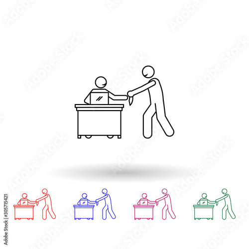 Worker in contact with client multi color icon. Simple thin line, outline vector of people in the work icons for ui and ux, website or mobile application