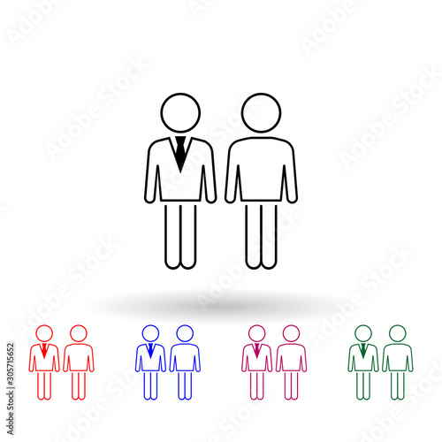 Relationship of business person with client multi color icon. Simple thin line, outline vector of people icons for ui and ux, website or mobile application