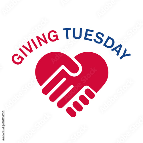 Two hands in shape of heart. Handshake, symbol of kindness, donation and charity. Vector illustration