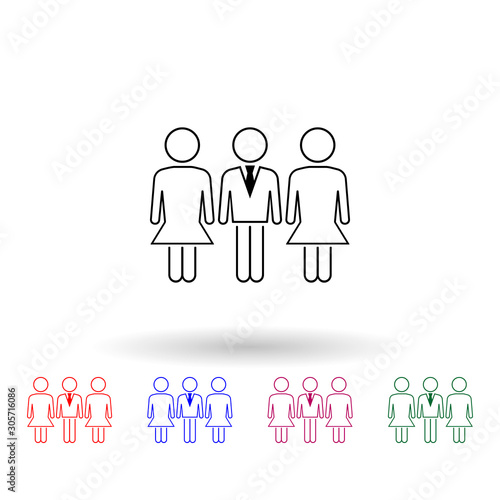 business man with girls multi color icon. Simple thin line  outline vector of people icons for ui and ux  website or mobile application