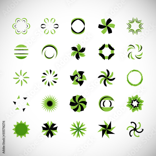 Abstract Circle Icon Set. Vector Isolated On Gray. Abstract Circle For Company Symbol  Dot Logo  Technology Icon And Element Design.Creative Circle Icons For Dot And Tech Logo. Abstract Round Template