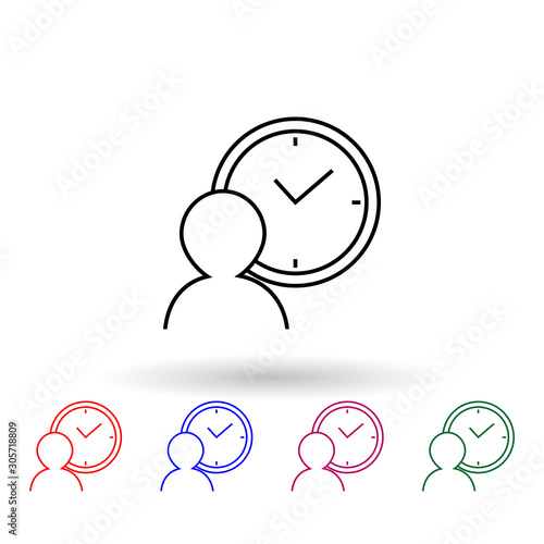 Person waiting sign multi color icon. Simple glyph, flat vector of profit icons for ui and ux, website or mobile application