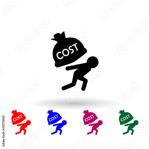 Man carry the costs multi color icon. Simple glyph, flat vector of profit icons for ui and ux, website or mobile application photo