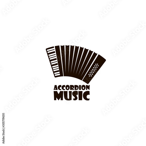 emblem of abstract musical instrument accordion isolated on white background