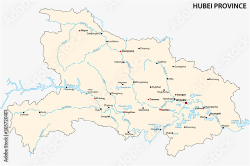 Map of Central China s Hubei Province, China