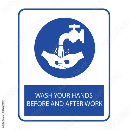 wash your hands sign (wash your hands before work , after work, or before after handling foods please wash your hands)
