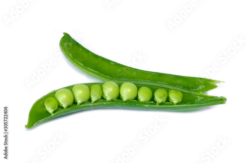 Ripe fresh green peas pod and beans