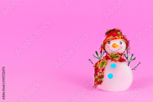 Snowman on pink background