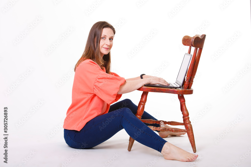 young girl with laptop, checking e mails young girl with laptop, checking e mails