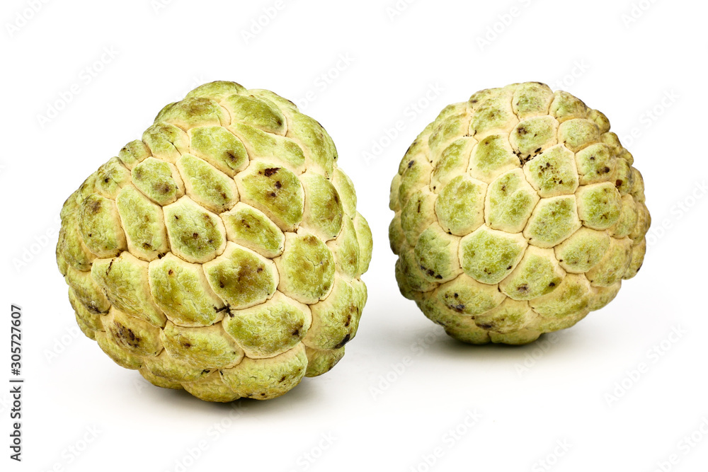 Sugar apple, custard apple, Annona, sweetsop (Cherimoya) isolate on white background. Fruit Properties Lower Cholesterol Levels concept Sugar apple, custard apple, Annona, sweetsop (Cherimoya) isolate on white background. Fruit Properties Lower Cholesterol Levels concept