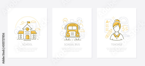 Education and learning - line design style banners