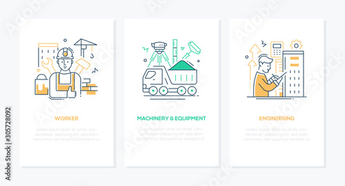 Construction industry - line design style banners set