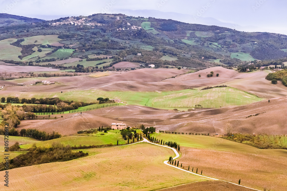 Autumnal landscape of Tuscany in Italy.