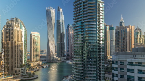 Wallpaper Mural Aerial view of Dubai Marina residential and office skyscrapers with waterfront timelapse Torontodigital.ca