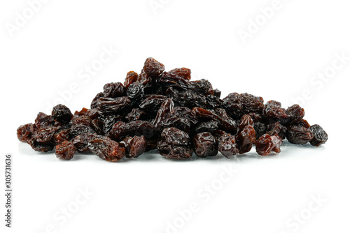 Canvas Print Black sweet Raisins or dried sweet grapes (kali kishmish or Zante currant) isola
