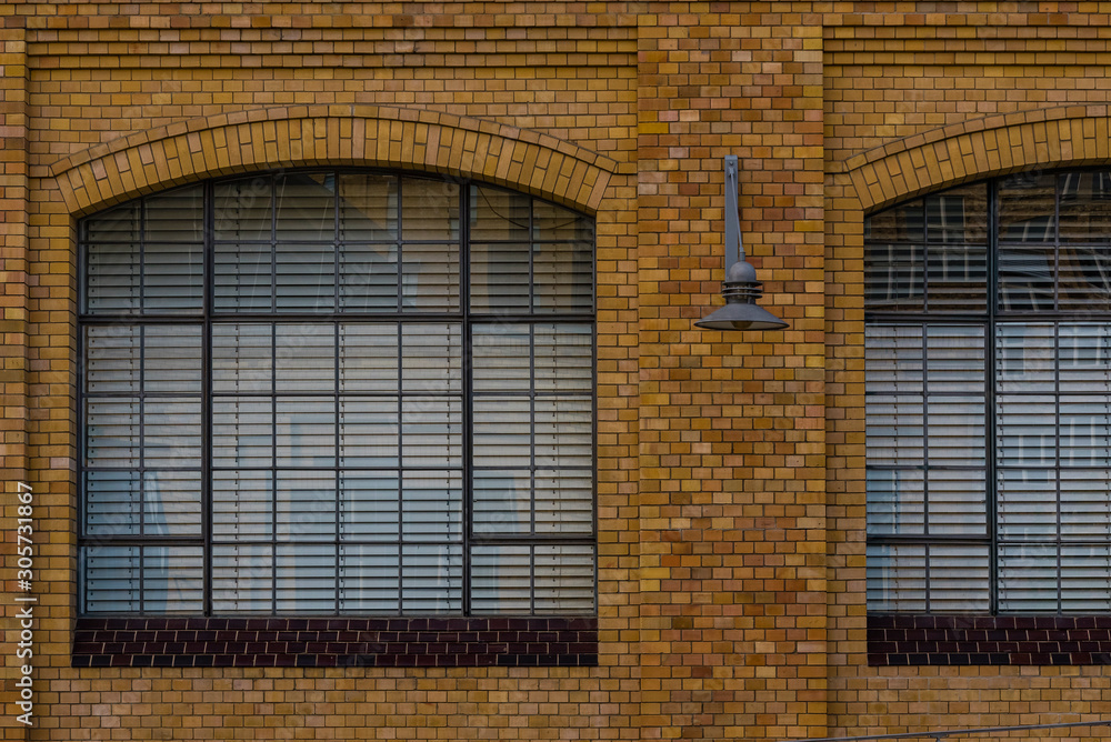 brick facade with big windows, yellow brick, facade, windows, industrial architecture brick facade with big windows, yellow brick, facade, windows, industrial architecture