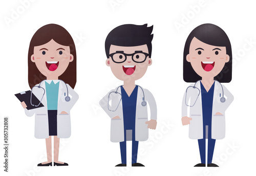 Cartoon male and female doctor image