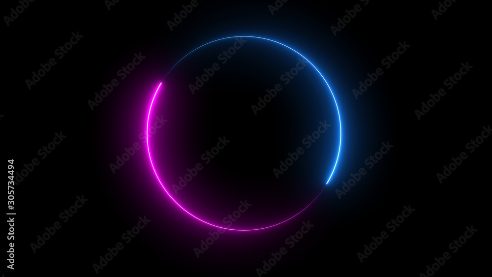 3D rendering of an abstract bright neon round frame. Laser technology background design 3D rendering of an abstract bright neon round frame. Laser technology background design