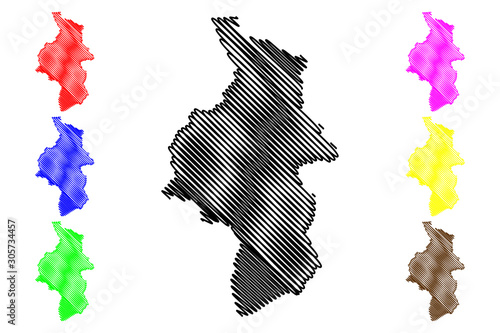 Cuvette-Ouest Department (Departments of the Republic of the Congo, Congo-Brazzaville, Congo Republic,RotC) map vector illustration, scribble sketch Cuvette Ouest (Western Cuvette) map