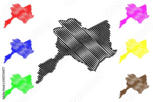 Cuvette Department (Departments of the Republic of the Congo, Congo-Brazzaville, Congo Republic,RotC) map vector illustration, scribble sketch Cuvette map