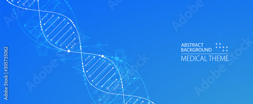 Science template, wallpaper or banner with a DNA molecules. Vector illustration.