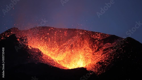 Lava Fountains Explosions Molten Fire Eruption Eyjafjallajokull Volcano Iceland