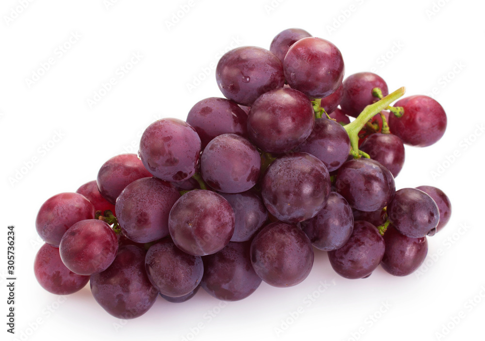 Fresh red grape isolated on white background