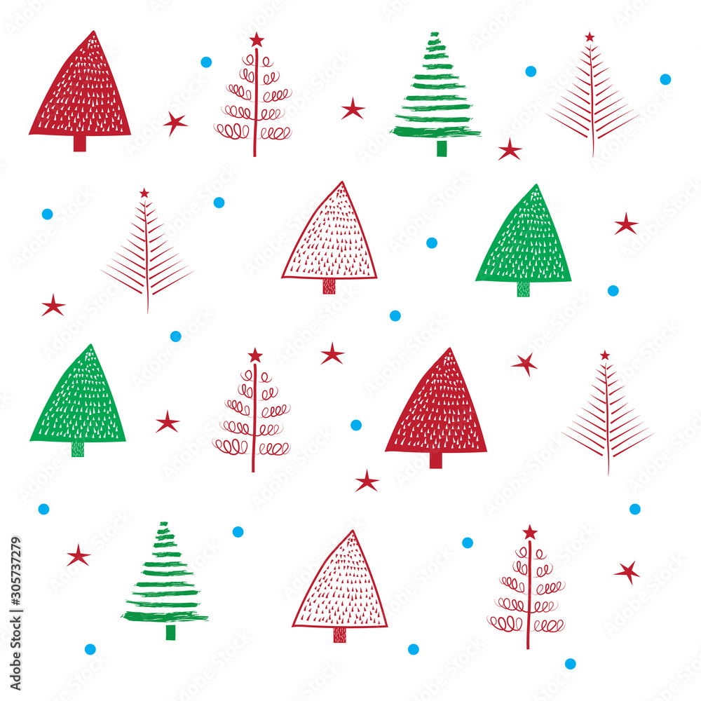 Set of colorful cartoon Christmas tree. Modern different flat design. illustration. Set of colorful cartoon Christmas tree. Modern different flat design. illustration.