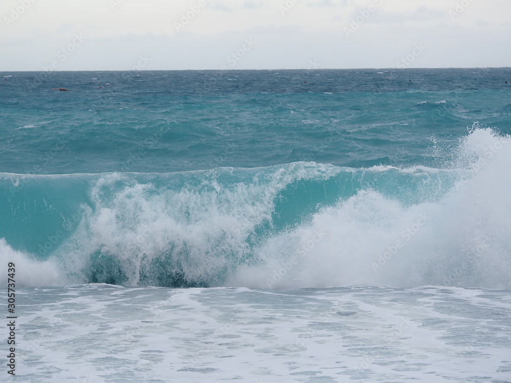 powerful waves on the beach