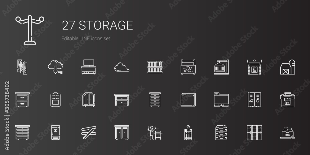 storage icons set
