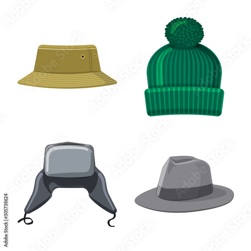 Vector design of headgear and cap icon. Set of headgear and accessory stock symbol for web.