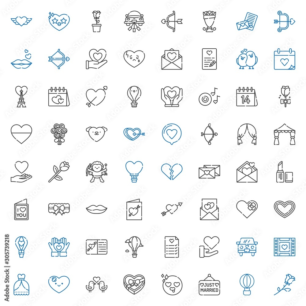 romantic icons set romantic icons set