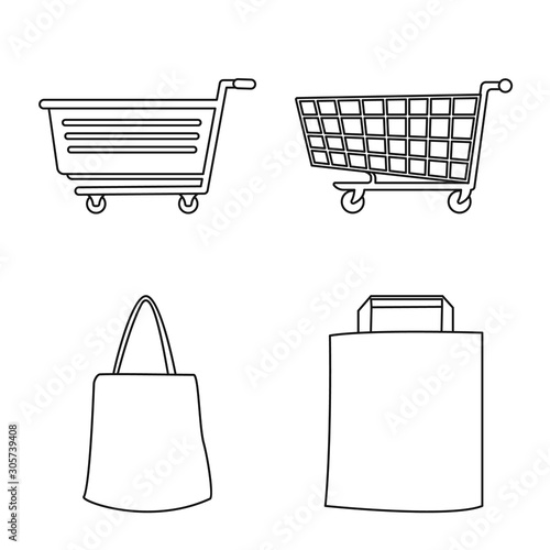 Isolated object of pushcart and shopping symbol. Set of pushcart and cart stock symbol for web.