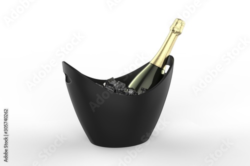 Blank boat shaped ice bucket for promotional branding. 3d render illustration.