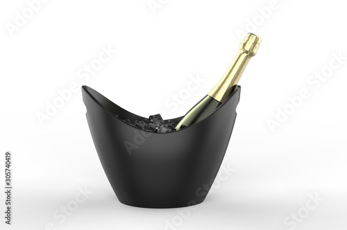 Blank boat shaped ice bucket for promotional branding. 3d render illustration.