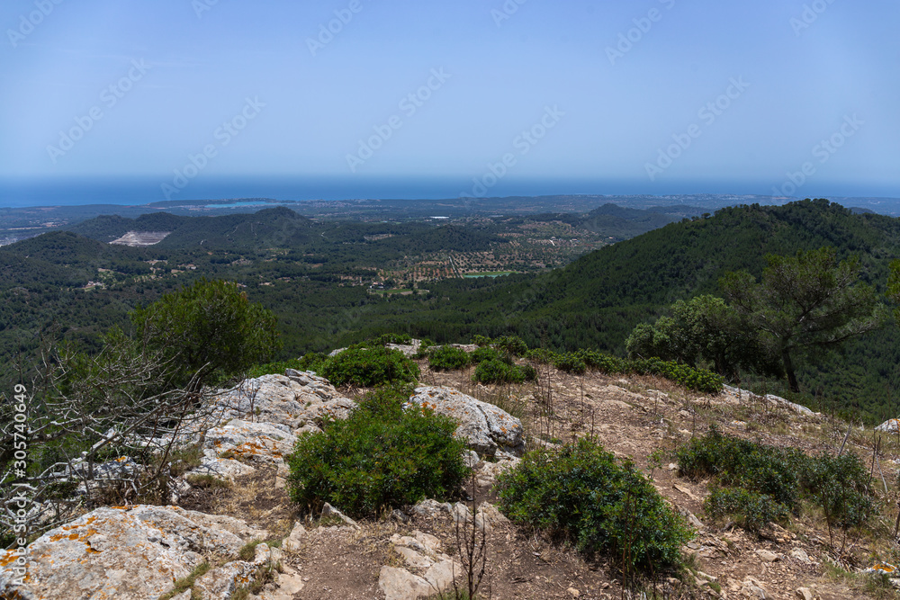  view from the mountain to the area Felanitx, Mallorca